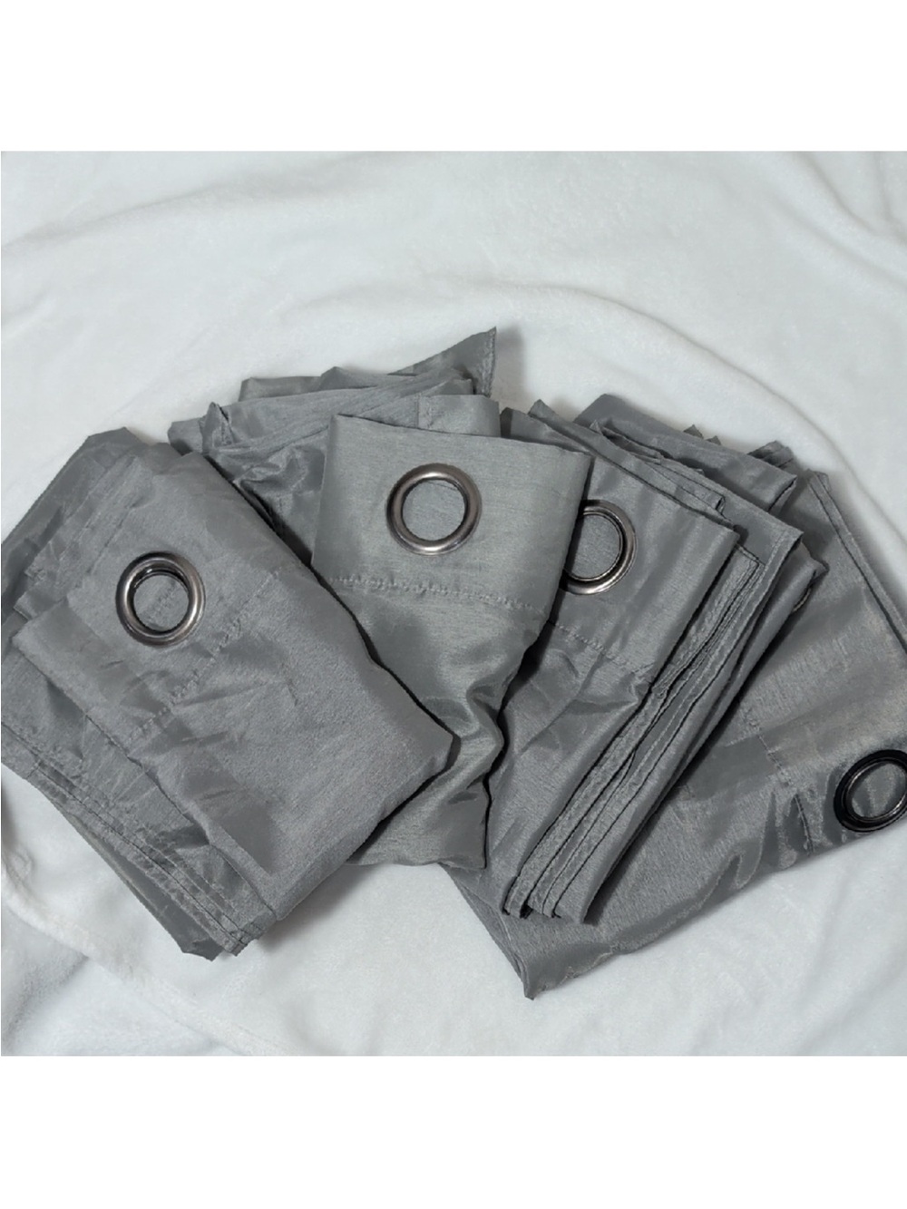 Gray Grommet Curtain Panel Set-Set of 4 Long